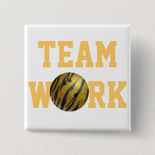 Bowling Ball Tiger Yellow Pinback Button