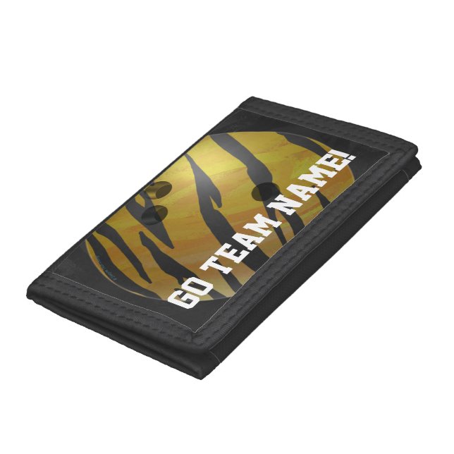 Bowling Ball Tiger Yellow Trifold Wallet (Bottom)