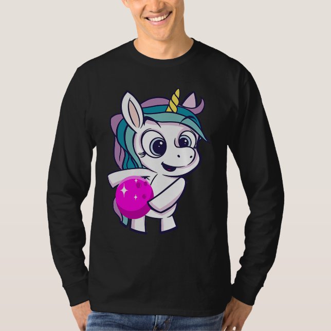 Bowling Ball Unicorn Bowling Team Strike Bowler Bo T-Shirt (Front)
