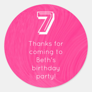 Bowling ball w/ birthday age & thank you message classic round sticker