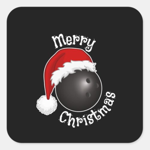 Bowling ball with Santa Hat Bowling players xmas Square Sticker