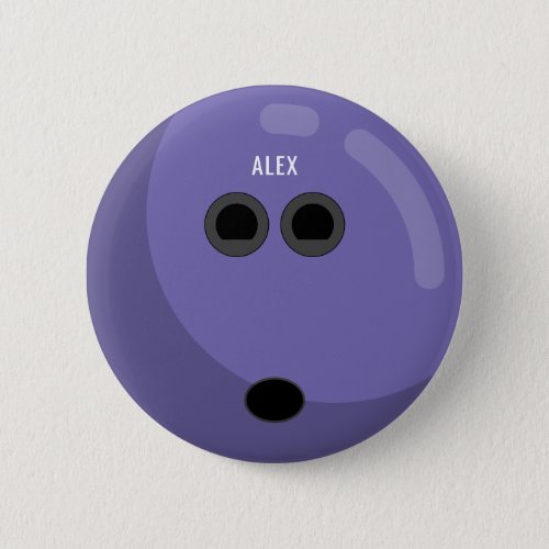 Bowling Ball with Your Name  PurpleBlack Button