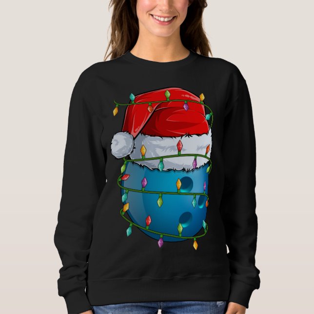 Bowling Ball Xmas Lighting Santa Hat Bowling Ball  Sweatshirt (Front)