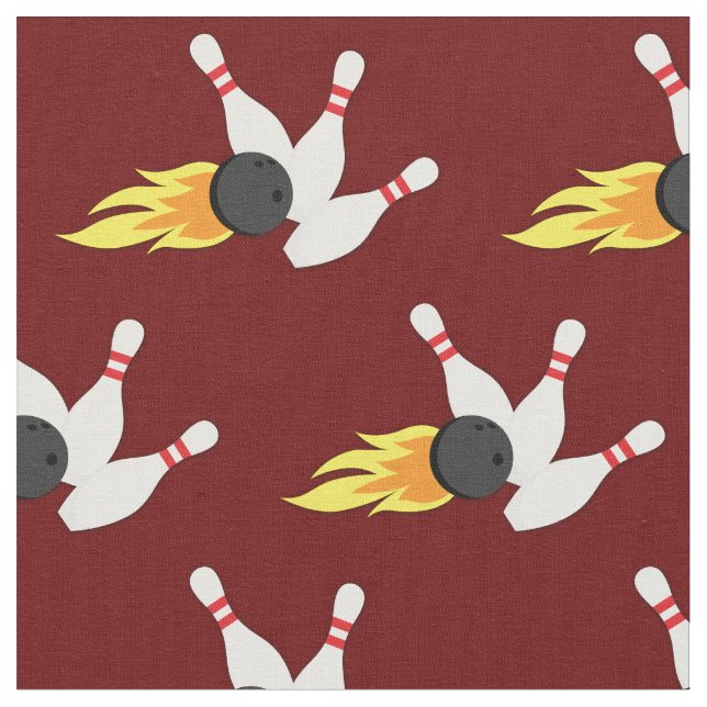 Bowling Balls and Flaming Pins Sports Fabric (Close Up)
