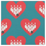 Bowling Balls and Pins Hearts Sports Fabric