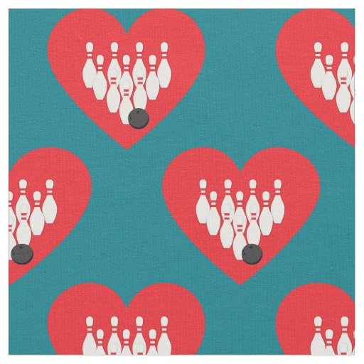 Bowling Balls and Pins Hearts Sports Fabric