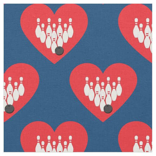 Bowling Balls and Pins Hearts Sports Fabric