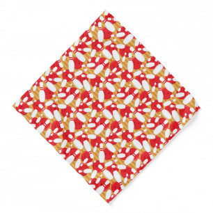 Bowling Balls and Pins Sports Themed Red Bandana