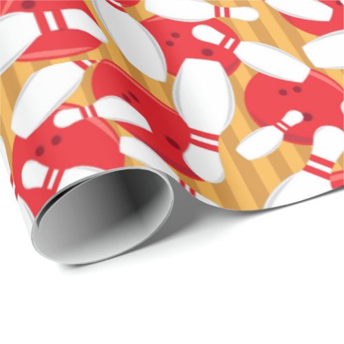 Bowling Balls and Pins Ten Pin Bowling Party Wrapping Paper