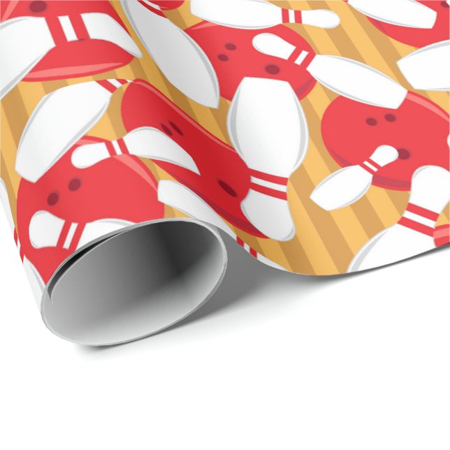 Bowling Balls and Pins Ten Pin Bowling Party Wrapping Paper (Roll Corner)
