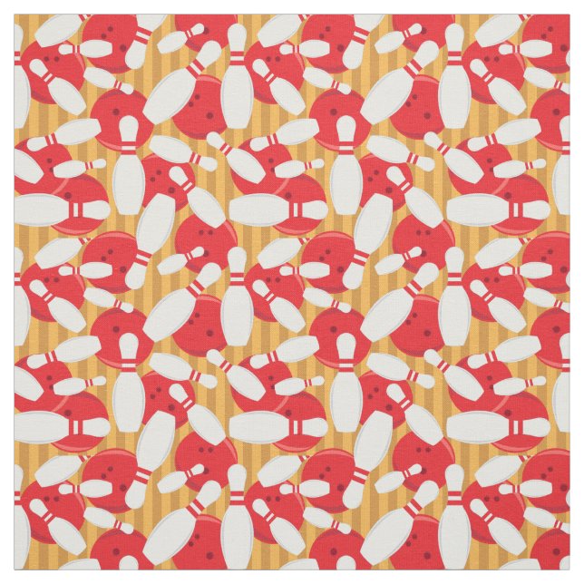 Bowling Balls and White Bowling Pins Kids Pattern Fabric (Swatch)
