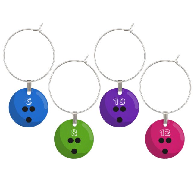 Bowling Balls | Bright & Fun Colorful House Balls Wine Charm (Staggered)