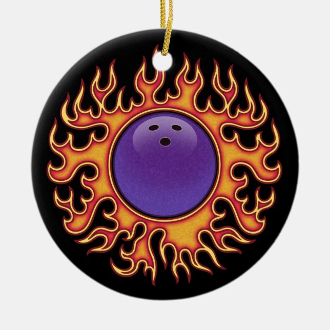 Bowling Balls-o-Fire Ceramic Ornament (Front)