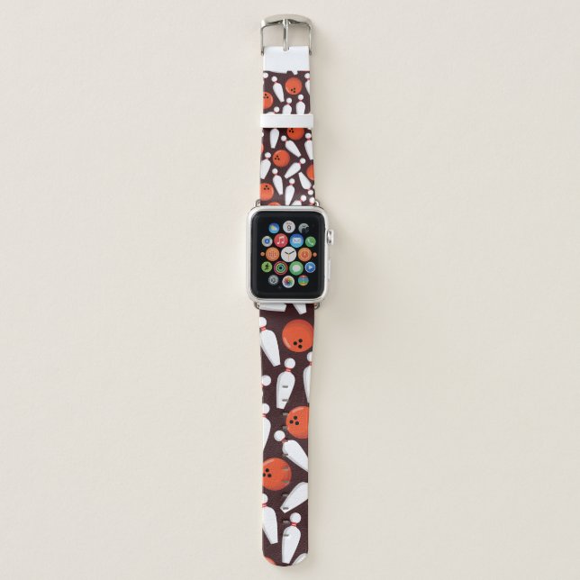Bowling Balls & Ten Pins Pattern - Bowler Gifts Apple Watch Band (Front)