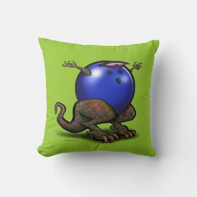 Bowling Beast Throw Pillow (Front)