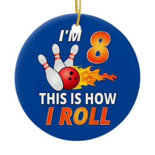 Bowling Birthday 8 Year Old Boy Funny Bowler Girl Ceramic Ornament