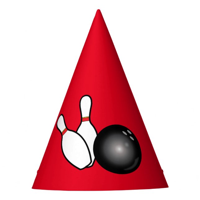 Bowling Birthday Ball and Pins Party Hat (Front)