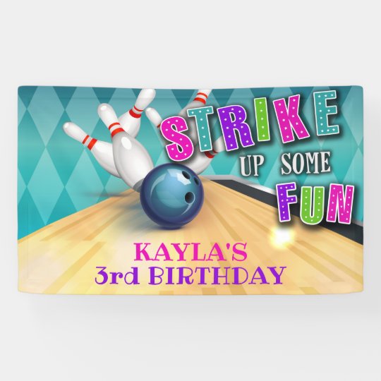 Bowling Birthday Banner Girl