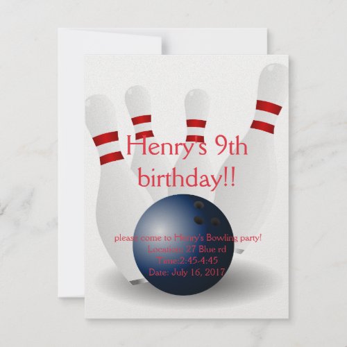 Bowling Birthday card