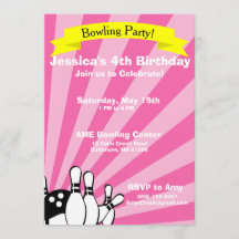 Bowling Birthday Card Invitation