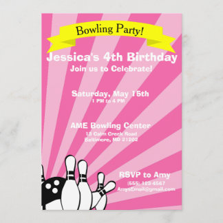 Bowling Birthday Card Invitation