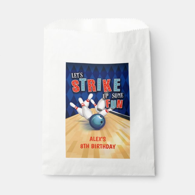 Bowling Birthday Favor Bag - Boy (Front)