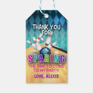 Bowling Birthday Favor Tag - Girl