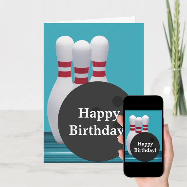 Bowling Birthday Greeting Card | Zazzle