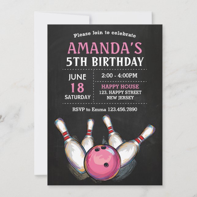 Bowling Birthday Invitation (Front)
