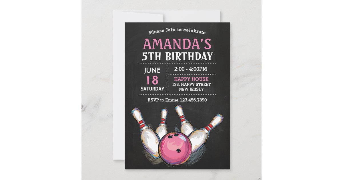 Bowling Birthday Invitation 