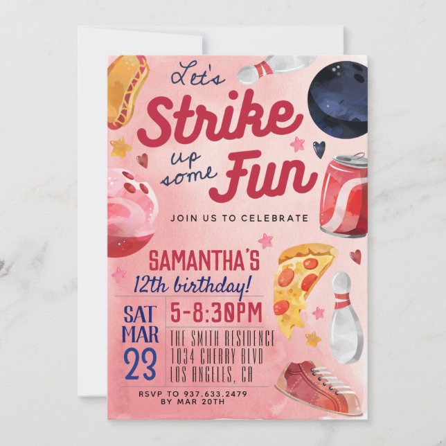 Bowling Birthday Invitation (Front)