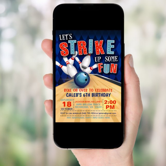 Bowling Birthday Invitation (Front Digital)