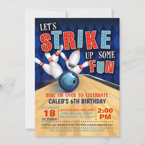 Bowling Birthday Invitation