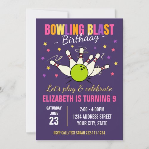 Bowling birthday invitation