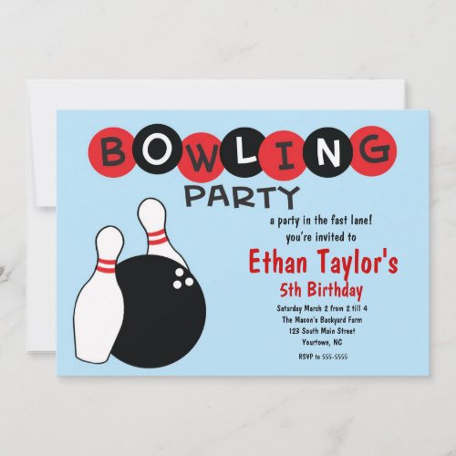 Bowling Birthday Invitation