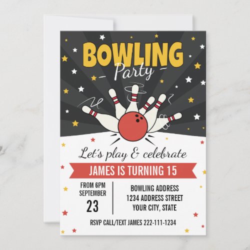 Bowling birthday invitation