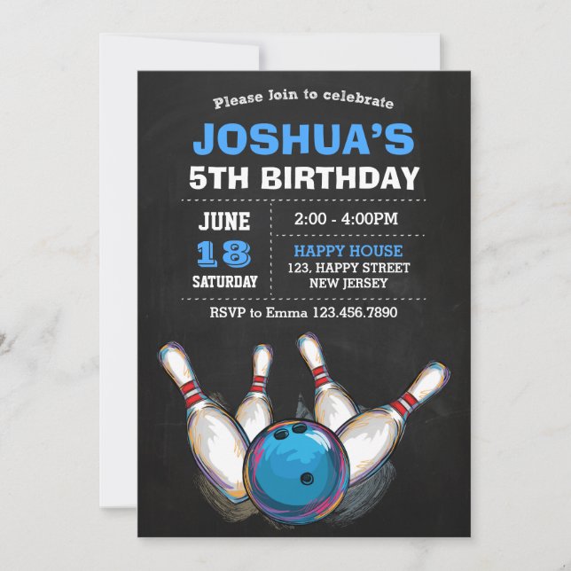 Bowling Birthday Invitation (Front)