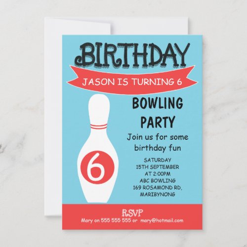 Bowling Birthday Invitation