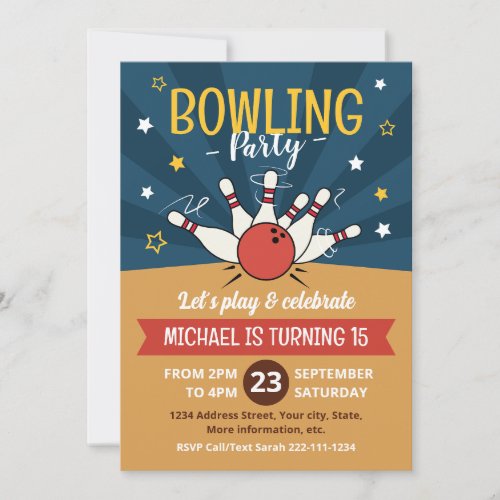 Bowling birthday invitation