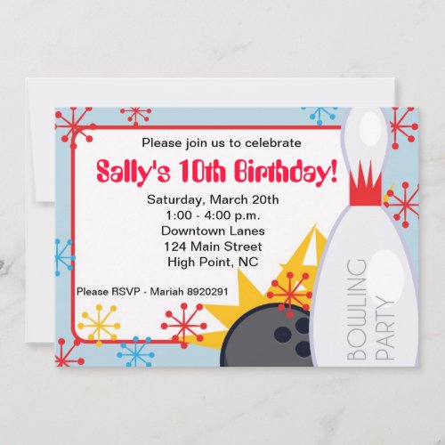 Bowling birthday invitation