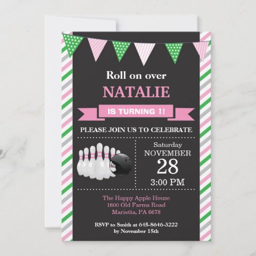 Bowling Birthday Invitation 1st Birthday Party