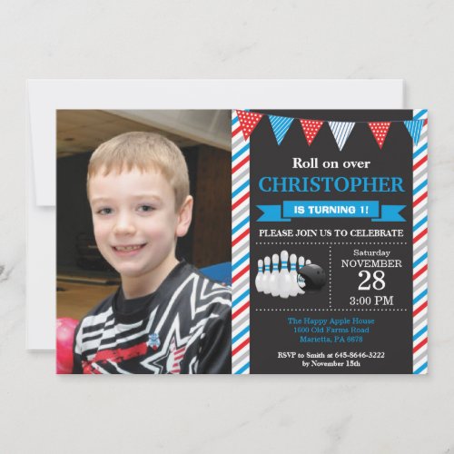 Bowling Birthday Invitation 1st Birthday Party