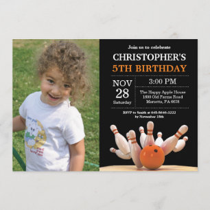 Bowling Birthday Invitation Birthday Party Orange