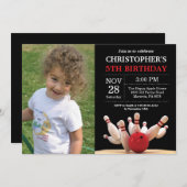 Bowling Birthday Invitation Birthday Party Red (Front/Back)