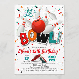 Bowling Birthday Invitation for Bowling Party