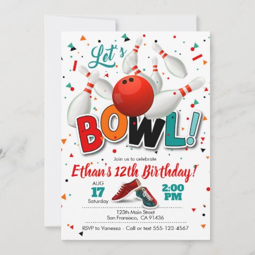 Bowling Birthday Invitation for Bowling Party