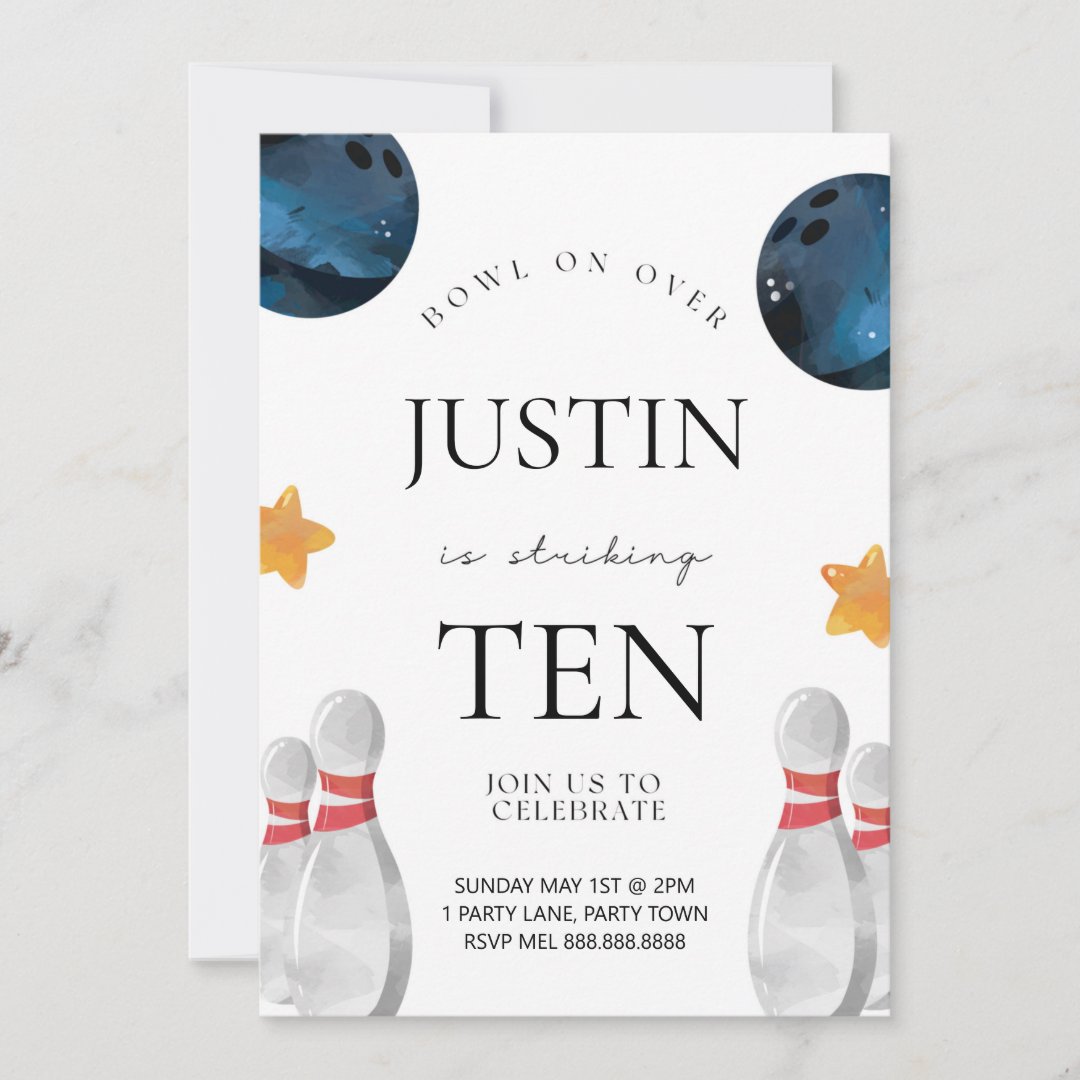 Bowling Birthday Invitation For Kids Zazzle