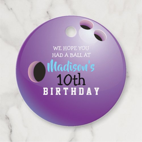 BOWLING Birthday Invitation Gift Take Home Card Favor Tags