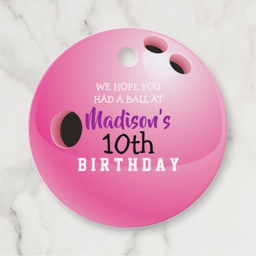 BOWLING Birthday Invitation Gift Take Home Card Favor Tags