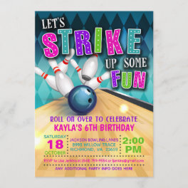 Bowling Birthday Invitation Girl